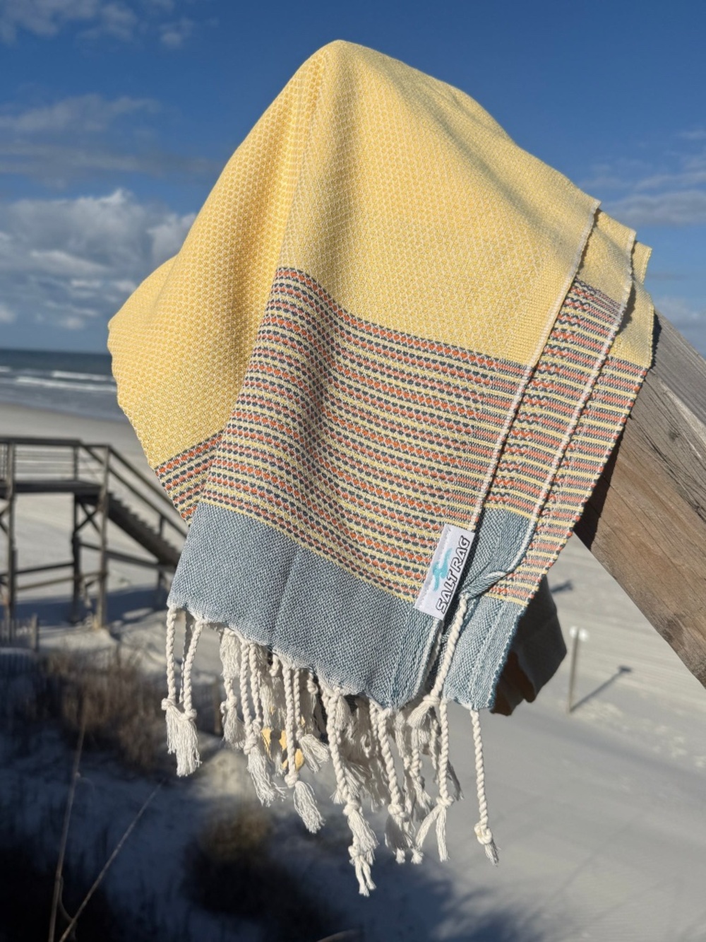 The Angler Rag — Yellow Salt Rag™ Sand-Resistant Turkish Beach Towel - Picture 5 of 6
